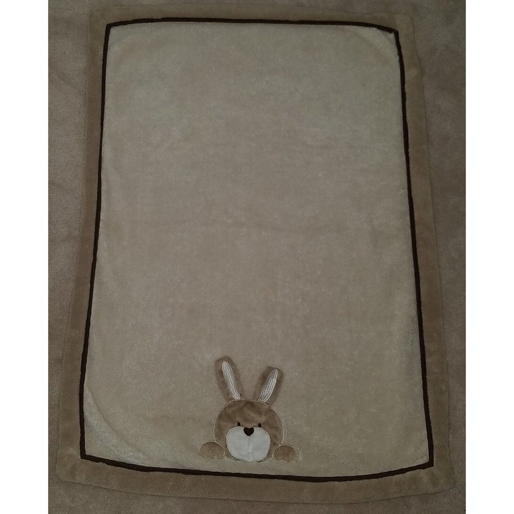Brown Bunny Rabbit Fleece Baby Blanket Lovey 3D Ears Heart Nose 30x40 Piccolo ? - Picture 3 of 4